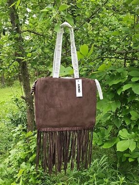 DKNY Halle Large Drawstring Tote Bag Purse Chocolate Brown New